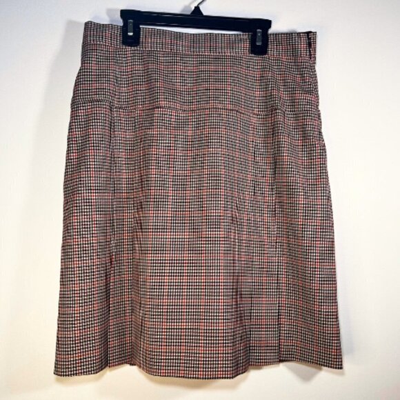 BROOKS BROTHERS Italian Wool Houndstooth Plaid Pleated Estethia Skirt 8 Petite - Picture 3 of 14